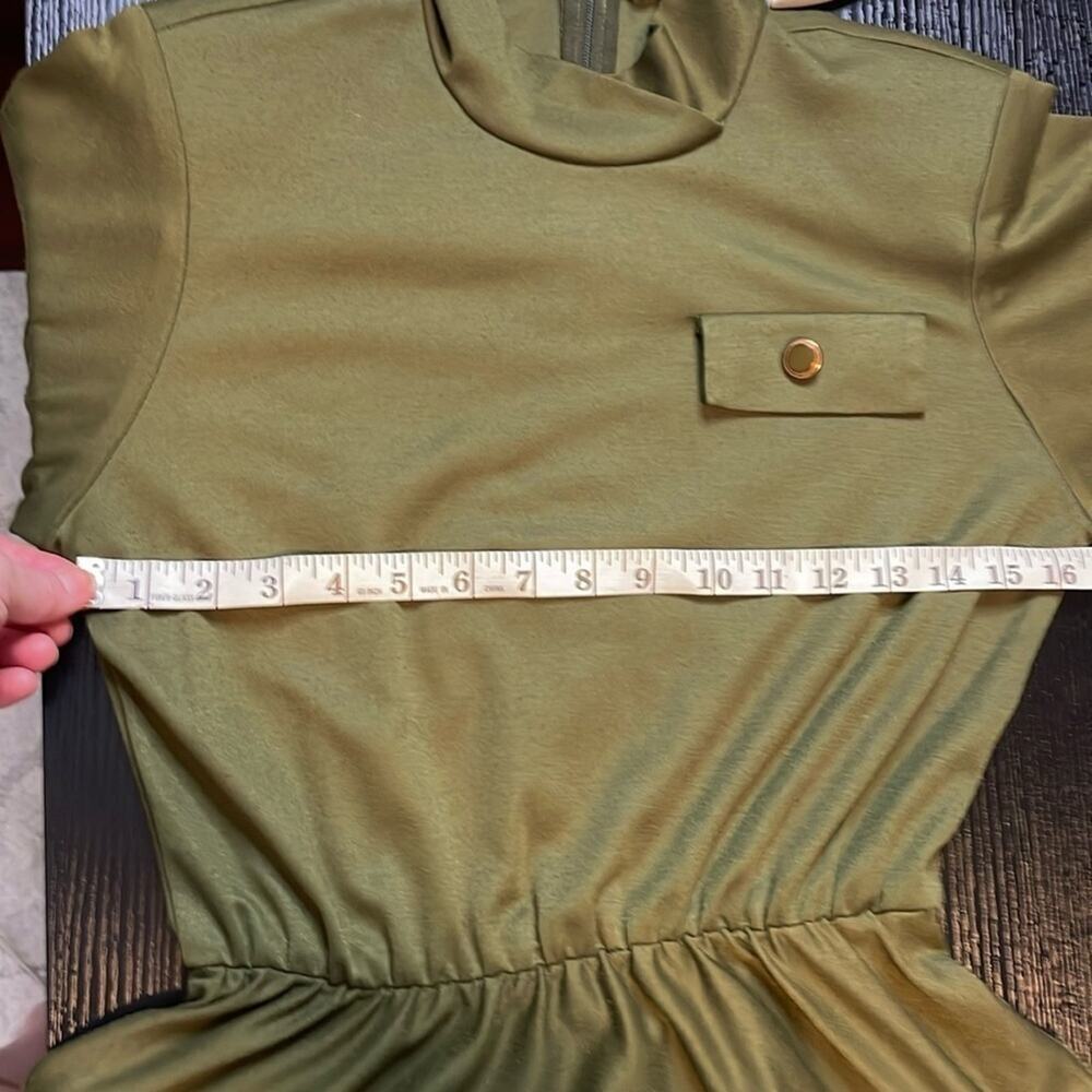Vintage 80's Impromptu knit olive green midi dress - Picture 6 of 8